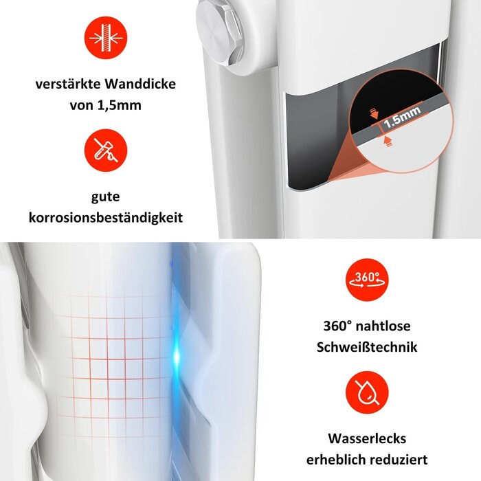 Design-Flachheizkörper 1200x465 mm, 950 W - Weiß, doppellagig - bis zu 35% Rabatt