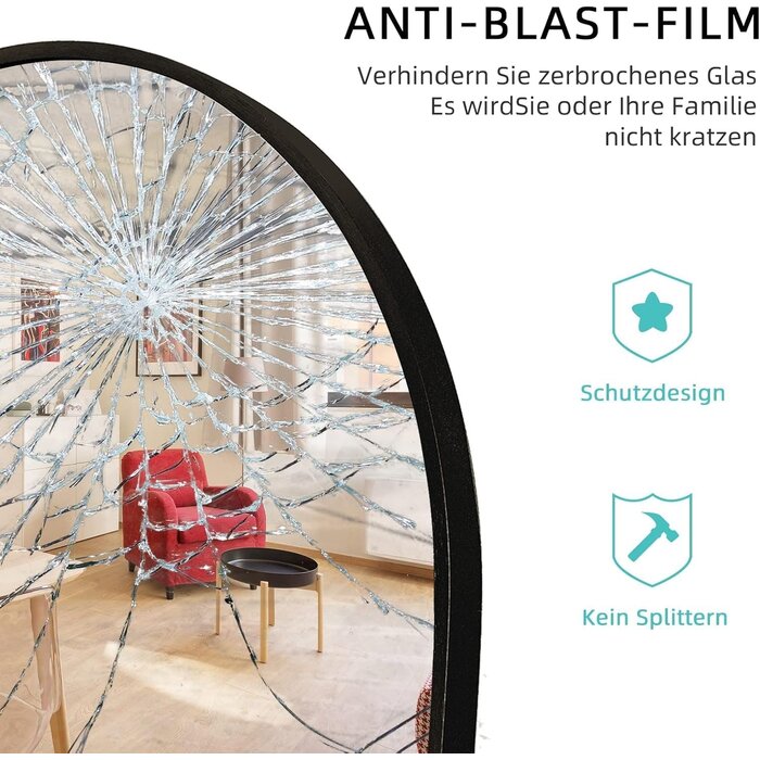 Bogenspiegel Schwarz 65x179 cm | Stand- & Wandspiegel | bis zu 34% Rabatt