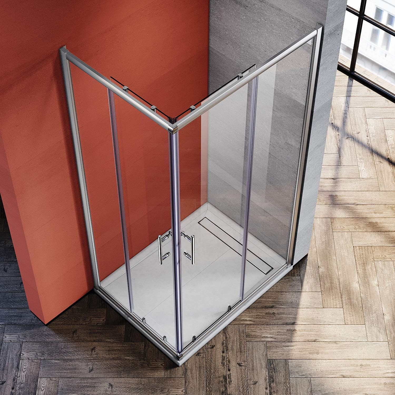 Moderne Eckduschkabine 90x70 cm - Schiebetür - Bis zu 30% Rabatt