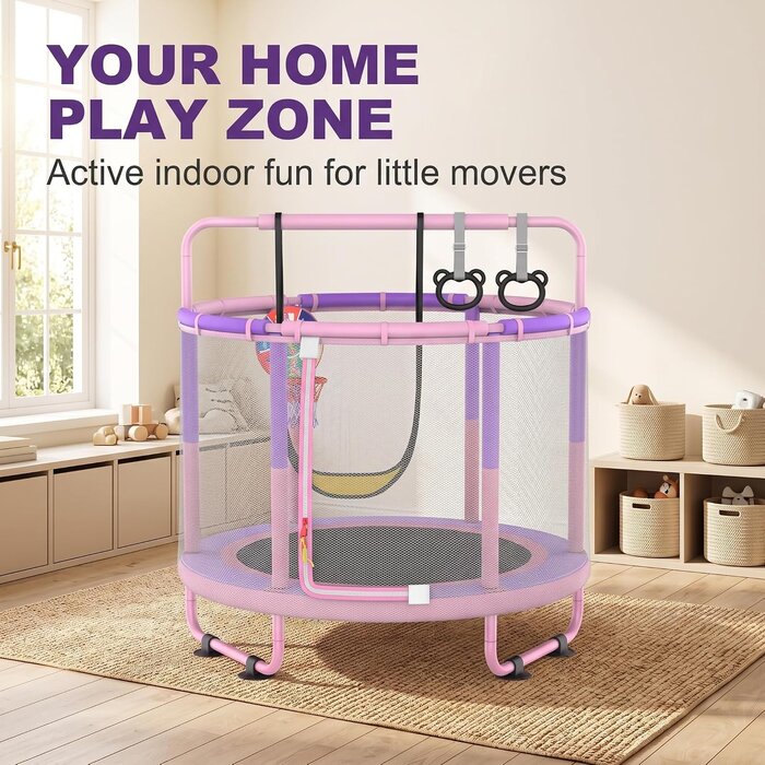 Kindertrampolin mit Spielset 1,2m Rosa-Lila - Jetzt bis zu 34% günstiger!