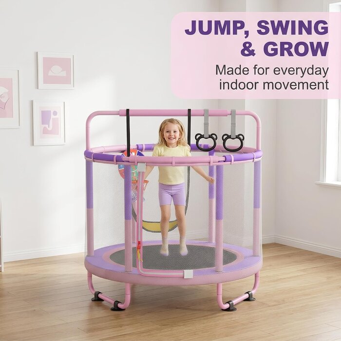Kindertrampolin mit Spielset 1,2m Rosa-Lila - Jetzt bis zu 34% günstiger!