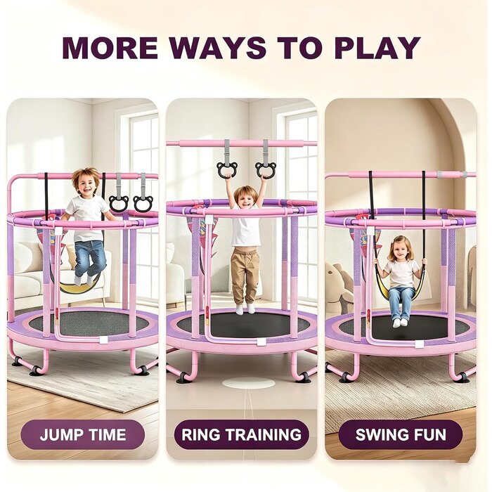 Kindertrampolin mit Spielset 1,2m Rosa-Lila - Jetzt bis zu 34% günstiger!