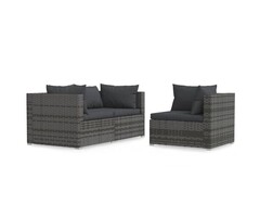 Vidaxl 3-teiliges Lounge-Set aus Poly-Rattan Grau - 65% Rabatt
