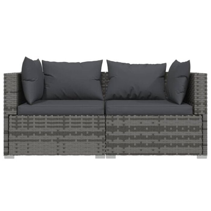 3-teiliges Lounge-Set Poly-Rattan Grau - bis zu 35% Rabatt
