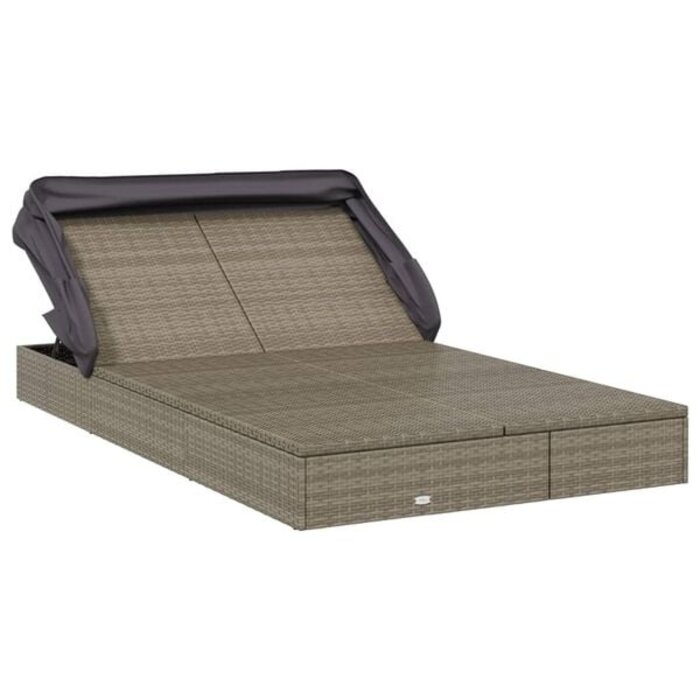 Doppel-Sonnenliege mit Dach 213x118cm - Grau - Outlet bis zu 35% reduziert