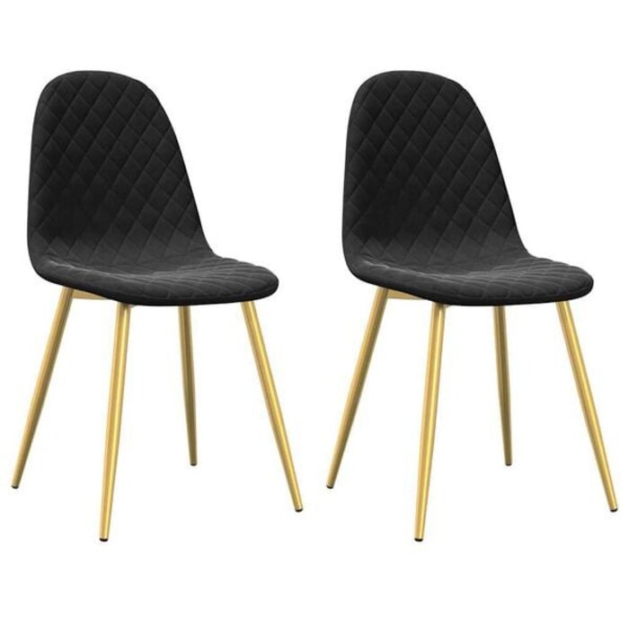 2er Set Esszimmerstühle Samt Schwarz/Gold - Outlet bis zu 29% reduziert