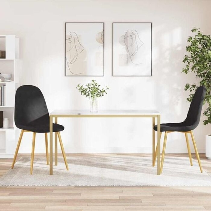2er Set Esszimmerstühle Samt Schwarz/Gold - Outlet bis zu 29% reduziert
