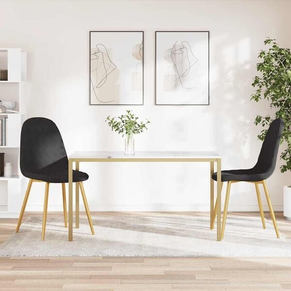 Vidaxl 2er Set Esszimmerstühle aus schwarzem Samt mit Goldbeinen - 60% Rabatt
