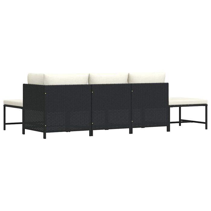 5-teiliges Poly-Rattan Loungeset - Schwarz - bis zu 35% Rabatt