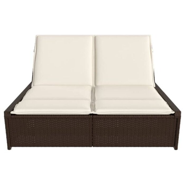 Doppel-Sonnenliege aus Poly-Rattan mit Kissen - Braun - bis zu 35% Rabatt