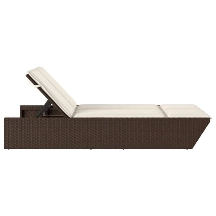 Doppel-Sonnenliege aus Poly-Rattan mit Kissen - Braun - bis zu 35% Rabatt
