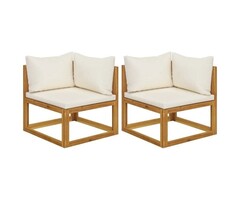 Vidaxl Modulares Ecksofa-Set aus Akazienholz, 2-teilig, Cremeweiß - 61% Rabatt