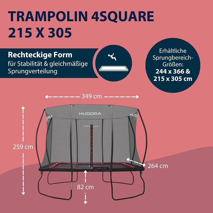 Rechteckiges Gartentrampolin 244 x 366 cm bis zu 43% günstiger