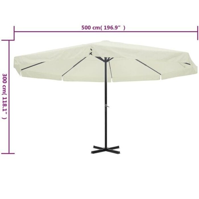 Luxus Ampelschirm 500 cm, Aluminium, Weiß - bis zu 35% Rabatt