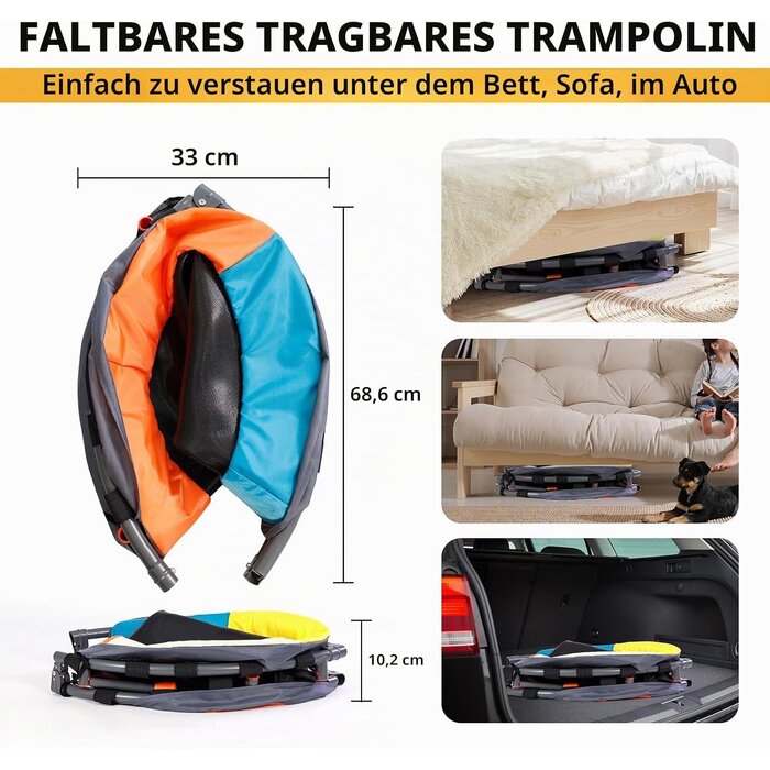 Kindertrampolin Ø 91 cm, faltbar, höhenverstellbar - bis zu 34% sparen!