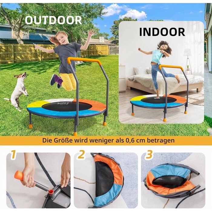 Kindertrampolin Ø 91 cm, faltbar, höhenverstellbar - bis zu 34% sparen!