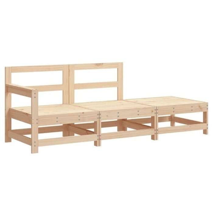 3-tlg. Garten-Loungeset aus Kiefernholz, Beige - jetzt bis zu 35% sparen