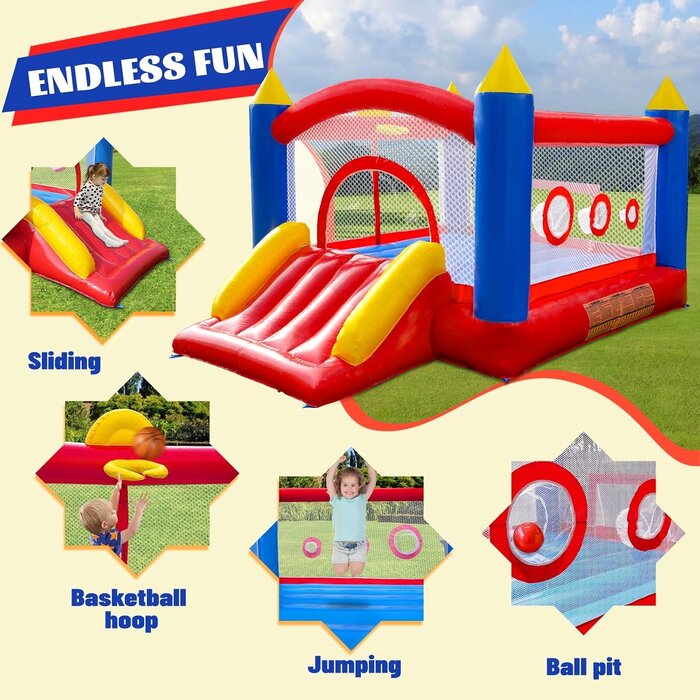Hüpfburg mit Rutsche & Trampolin - XXL Spielspaß - bis zu 35% Rabatt!