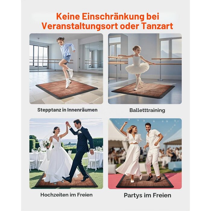 Mobiler Tanzboden, Eichenholz-Optik, 4,8 m², 52 Teile - bis zu 35% Rabatt