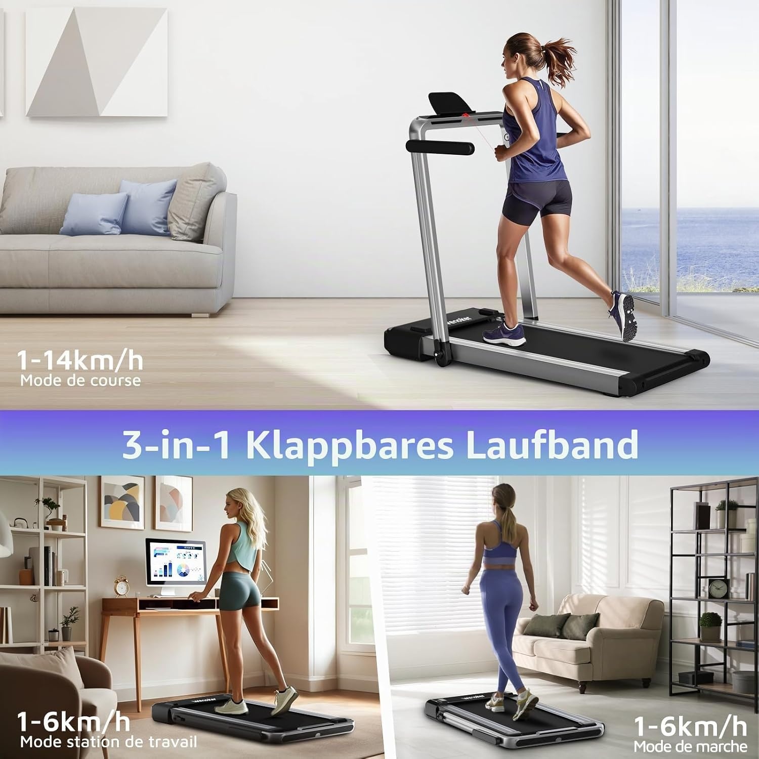 Klappbares 3-in-1 Laufband bis 14 km/h - Jetzt bis zu 35% Rabatt sichern!