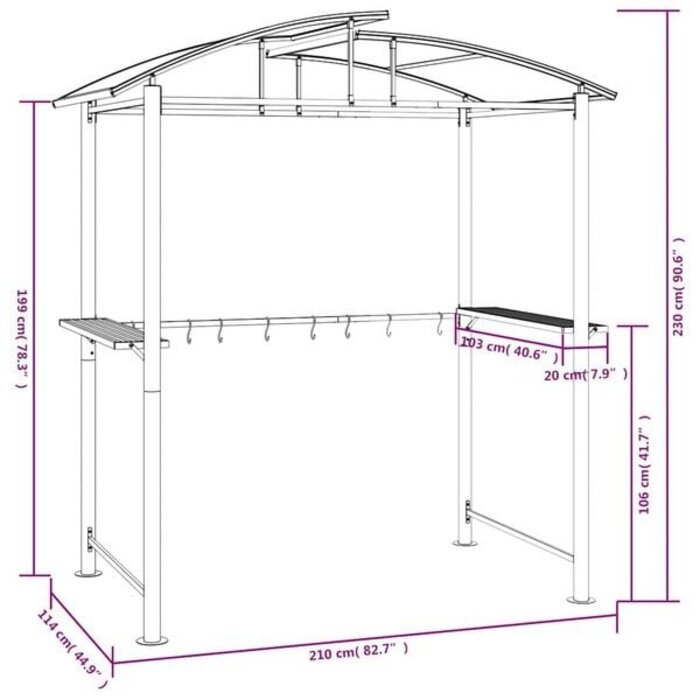 Robuster Grillpavillon Anthrazit 210x114 cm - bis zu 35% Rabatt