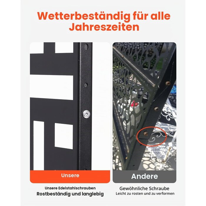 3-tlg. Sichtschutzwand Metall, 120x193cm, Schwarz - bis zu 69% Rabatt