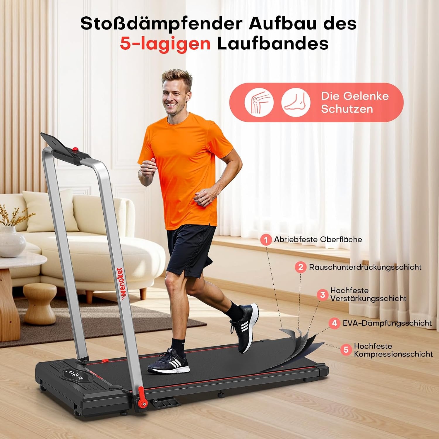 3-in-1 Laufband mit Haltegriff - Oranje | Jetzt bis zu 30% Rabatt sichern