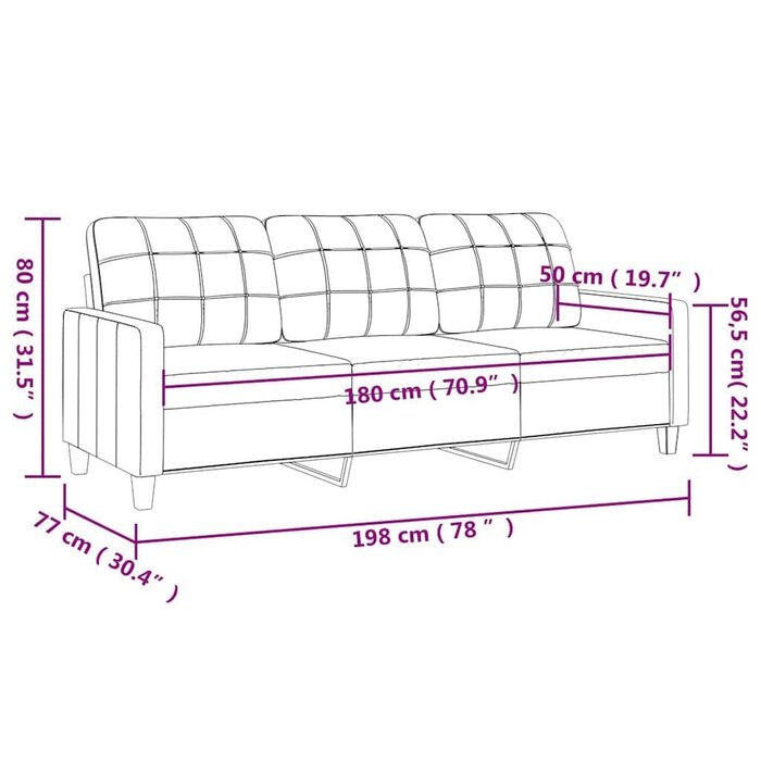 Vidaxl 3-Sitzer Sofa 180 cm Kunstleder Schwarz - jetzt bis zu 38% Rabatt