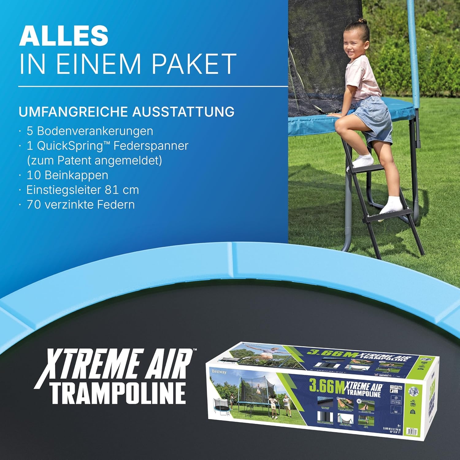 Großes Outdoor-Gartentrampolin 3,66m | Jetzt bis zu 30% Rabatt sichern
