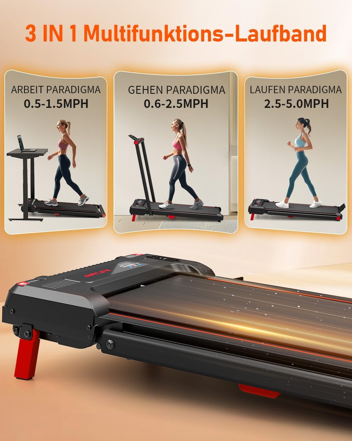 Faltbares Laufband in Rot, 150kg Tragkraft - Sparen Sie bis zu 35% im Outlet