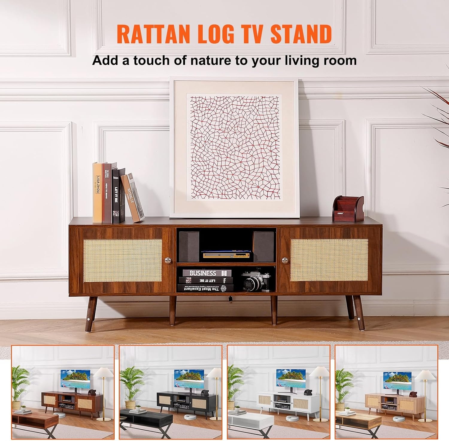 Rattan-TV-Board in Walnussoptik - Jetzt bis zu 35 % Rabatt sichern!