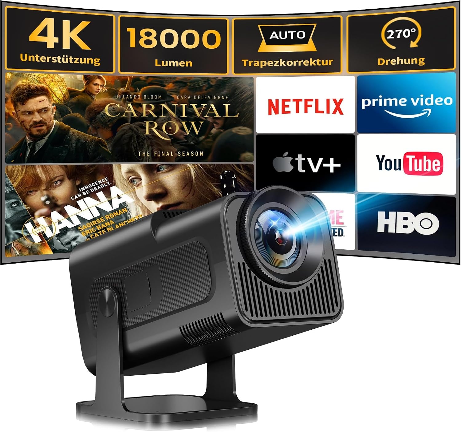 Mini 4K Beamer mit Android 11 & WiFi 6 - Jetzt bis zu 35% Rabatt sichern!