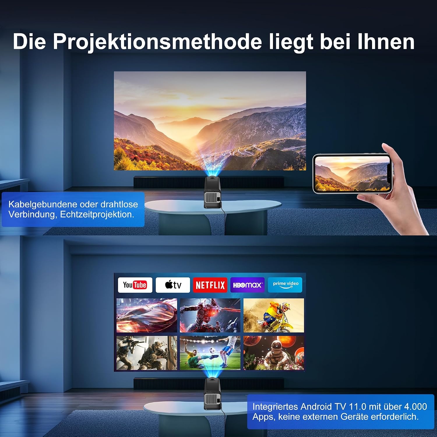 Mini 4K Beamer mit Android 11 & WiFi 6 - Jetzt bis zu 35% Rabatt sichern!