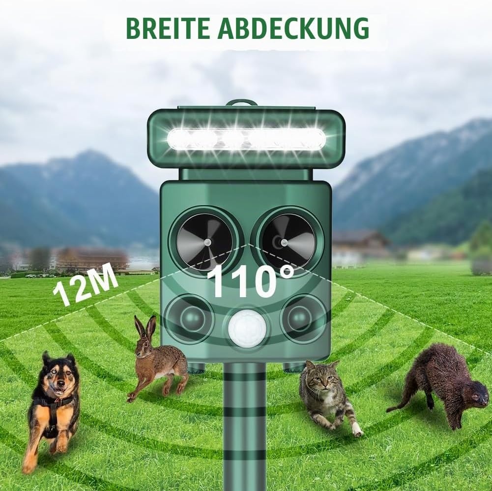 Ultraschall-Tiervertreiber mit Solar & PIR - bis zu 30% sparen!