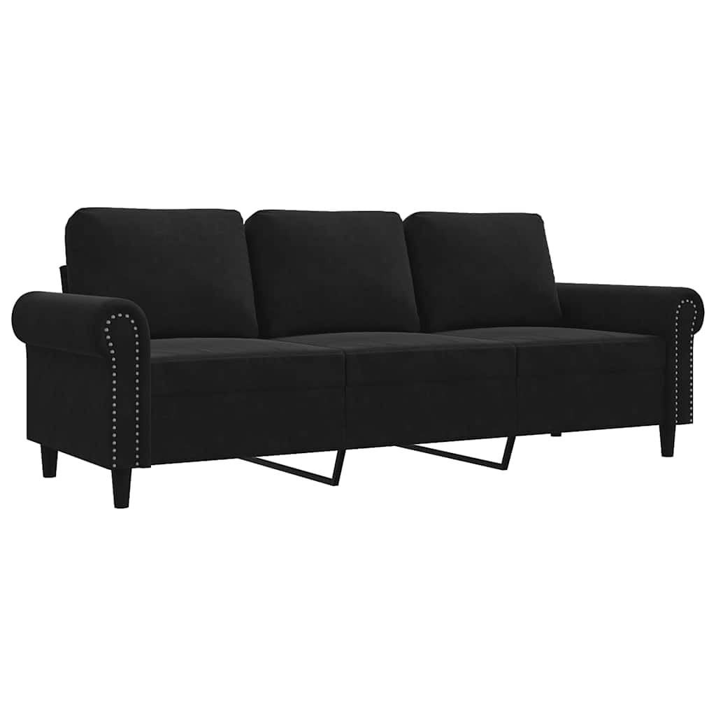 3-Sitzer Samtsofa 180 cm Schwarz - Jetzt bis zu 35% Rabatt sichern