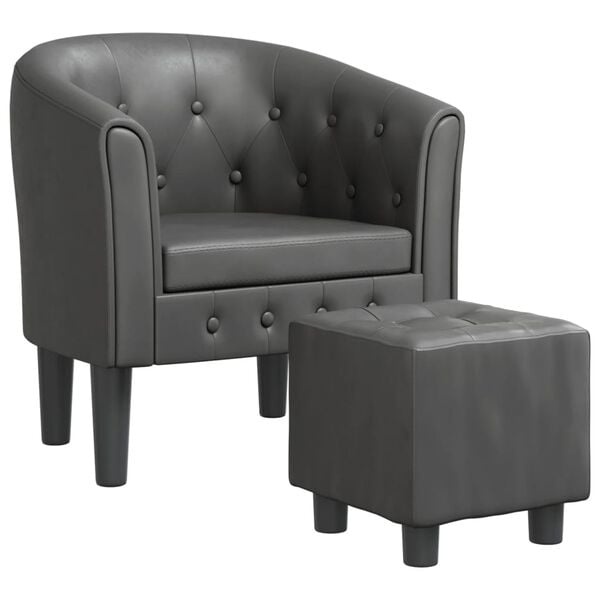 Eleganter Cocktailsessel mit Hocker - Grau - Jetzt bis zu 35% sparen