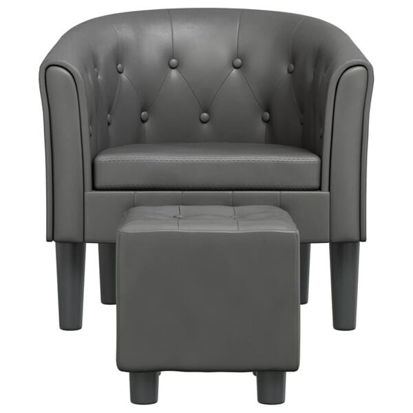 Eleganter Cocktailsessel mit Hocker - Grau - Jetzt bis zu 35% sparen