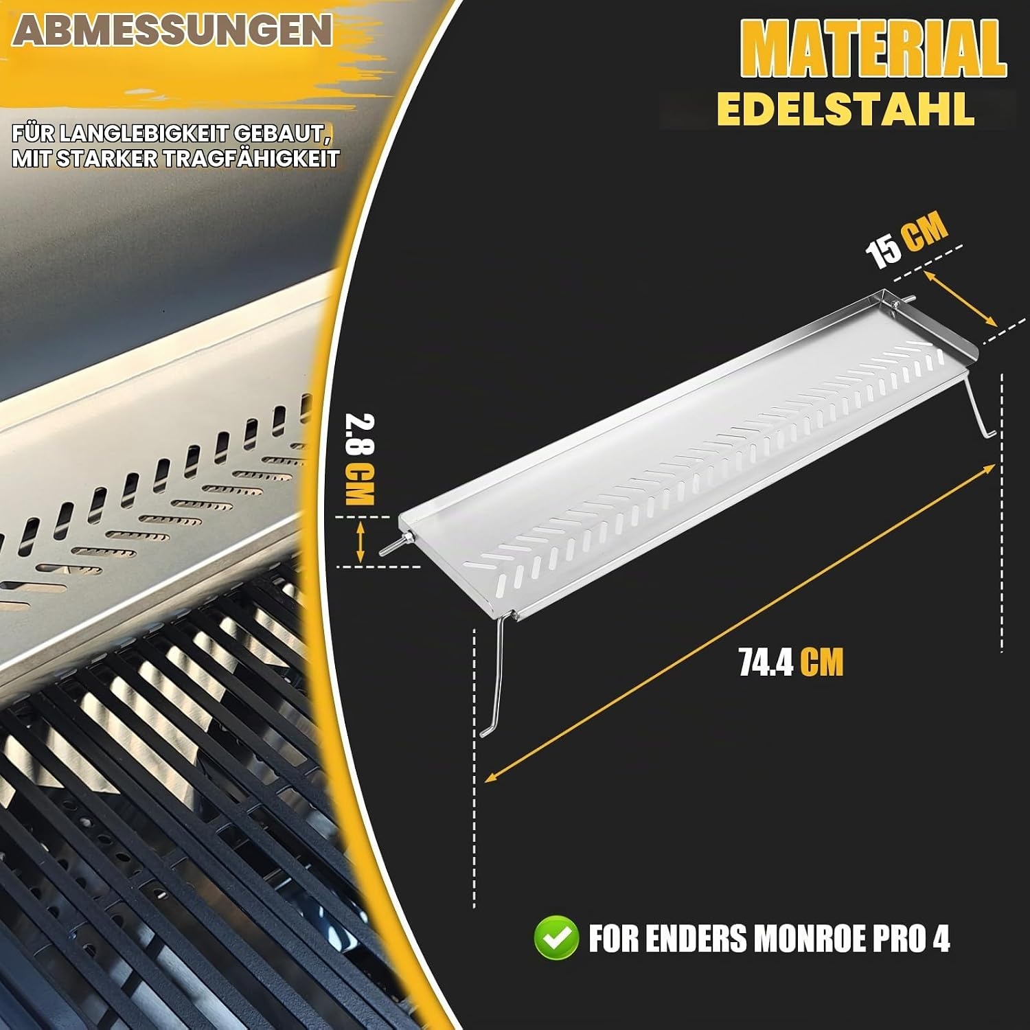Edelstahl-Warmhalterost für Gasgrill 74,4 x 24 cm | Bis zu 31% Rabatt