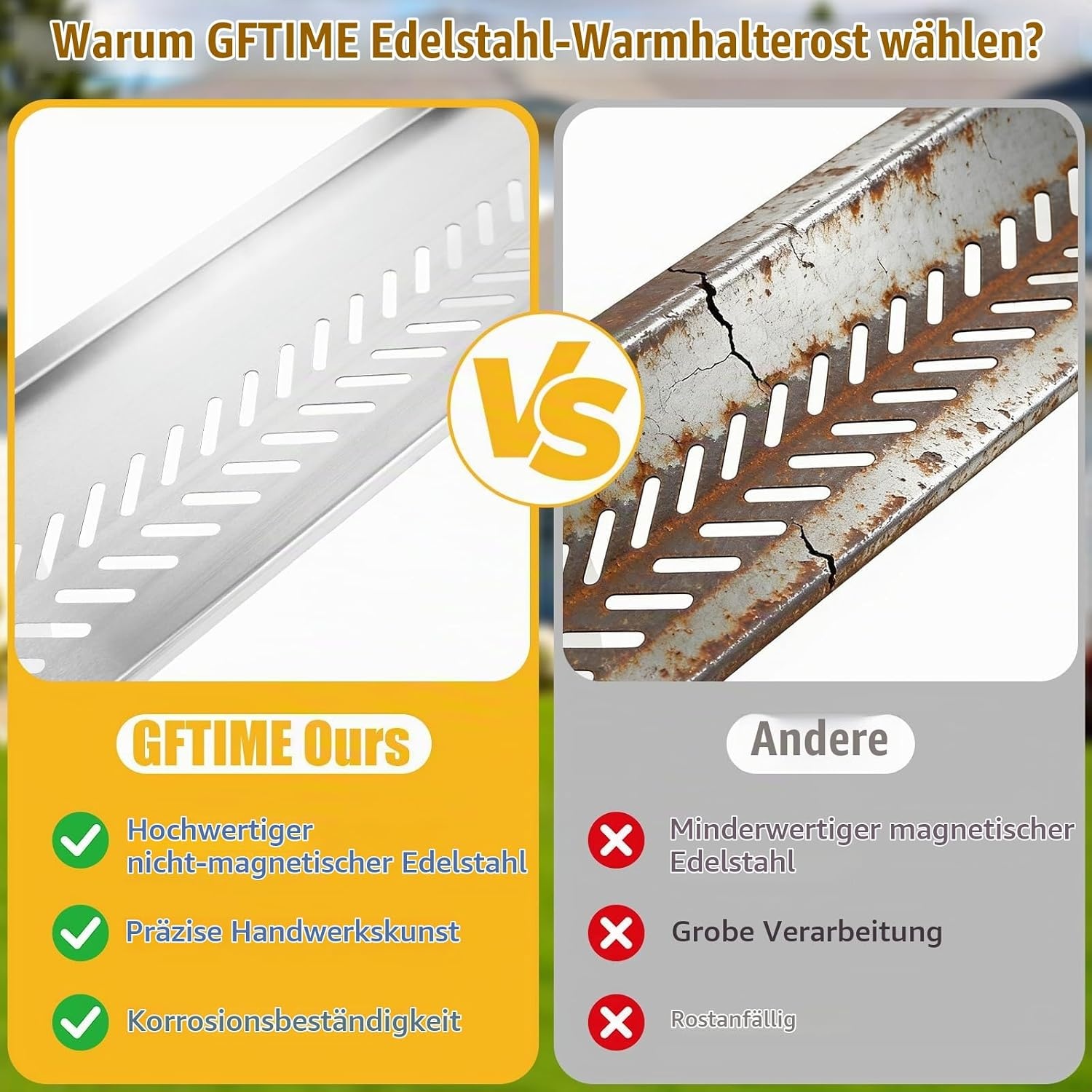 Edelstahl-Warmhalterost für Gasgrill 74,4 x 24 cm | Bis zu 31% Rabatt