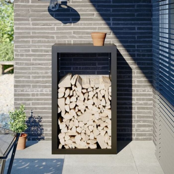 Kaminholzregal aus Stahl 60x40x100 cm - Schwarz - bis zu 34% Rabatt
