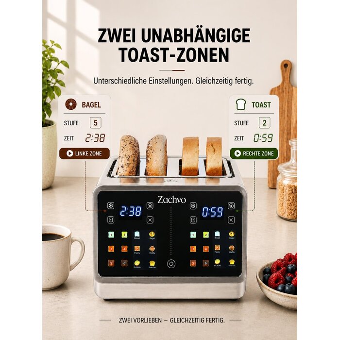 Edelstahl 4-Scheiben-Toaster mit Touchscreen - bis zu 33% reduziert