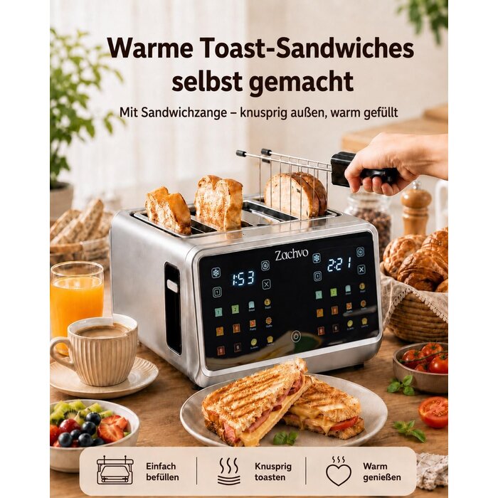 Edelstahl 4-Scheiben-Toaster mit Touchscreen - bis zu 33% reduziert
