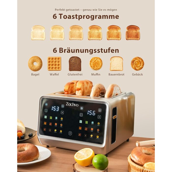 Edelstahl 4-Scheiben-Toaster mit Touchscreen - bis zu 33% reduziert