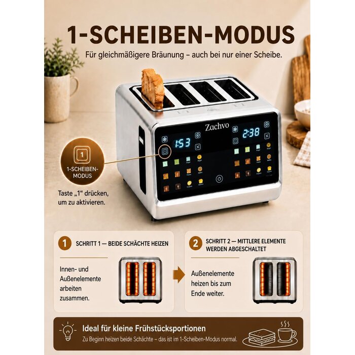 Edelstahl 4-Scheiben-Toaster mit Touchscreen - bis zu 33% reduziert