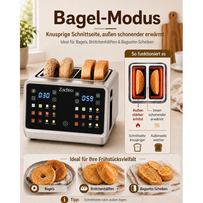 Edelstahl 4-Scheiben-Toaster mit Touchscreen - bis zu 33% reduziert