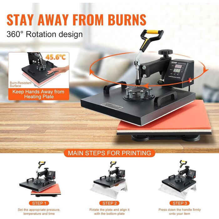 2-in-1 Transferpresse 38x38cm, 1500W für Textilien - Jetzt bis zu 35% Rabatt