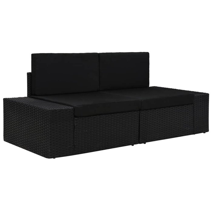 Vidaxl Modulares Ecksofa 2-Sitzer Poly-Rattan Schwarz - Outlet bis zu 35% reduziert