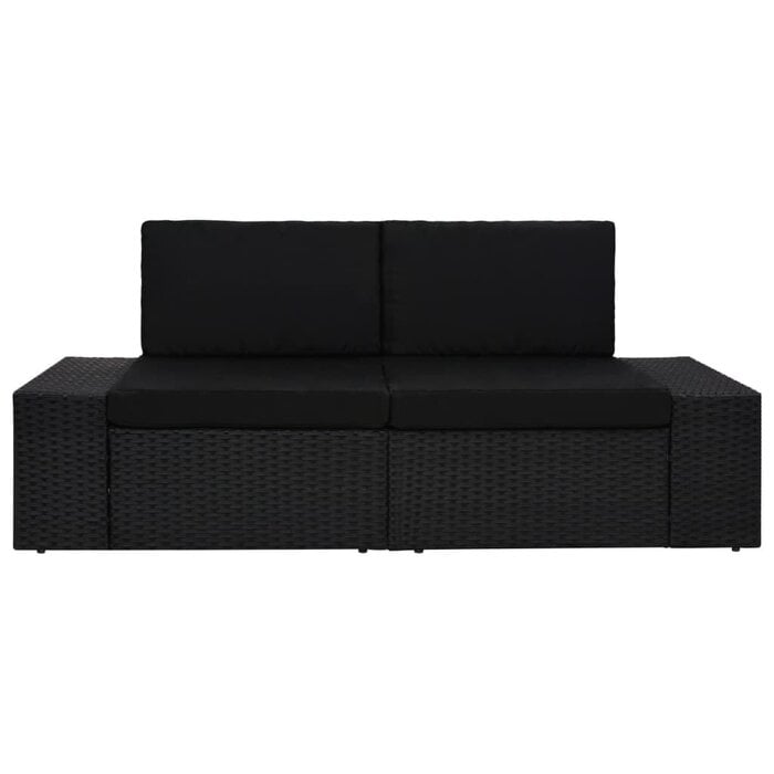Vidaxl Modulares Ecksofa 2-Sitzer Poly-Rattan Schwarz - Outlet bis zu 35% reduziert