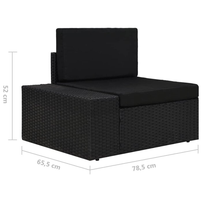 Vidaxl Modulares Ecksofa 2-Sitzer Poly-Rattan Schwarz - Outlet bis zu 35% reduziert