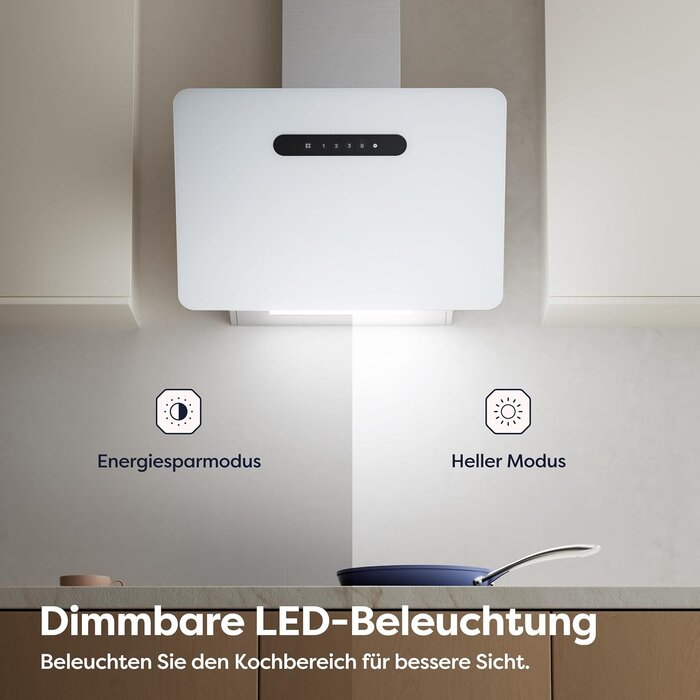 Moderne Schräg-Dunstabzugshaube 60cm, App-Steuerung, A+++ - bis zu 35% Rabatt